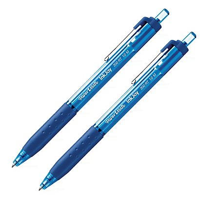 PAPER MATE InkJoy 300 RT balpen met kliksysteem, medium punt van 1 mm, blauwe inkt, blauwe huls met grip