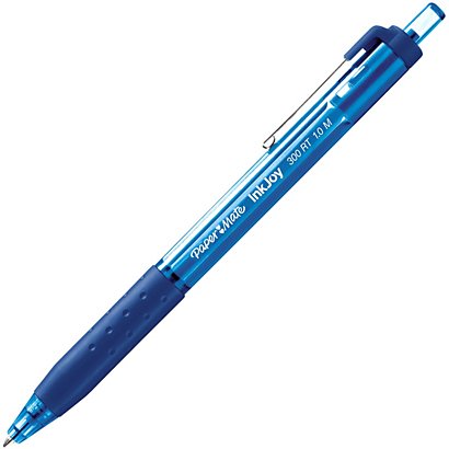 Paper Mate InkJoy 300 RT Bolígrafo retráctil de punta de bola, punta mediana de 1 mm, cuerpo azul con grip, tinta azul - 1