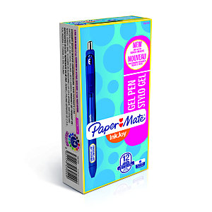 Paper Mate InkJoy®. bolígrafo retráctil de punta de bola, punta mediana de 0,7 mm, cuerpo translúcido azul con grip, tinta azul
