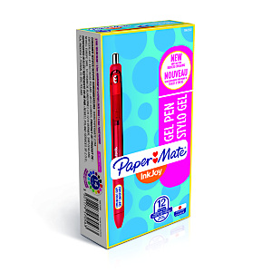 Paper Mate InkJoy®, bolígrafo retráctil de tinta de gel, punta mediana de 0,7 mm, cuerpo rojo translúcido con grip, tinta roja Paper Mate InkJoy®, bolígrafo retráctil de tinta de gel, punta mediana de 0,7 mm, cuerpo rojo translúcido con grip, tinta roja