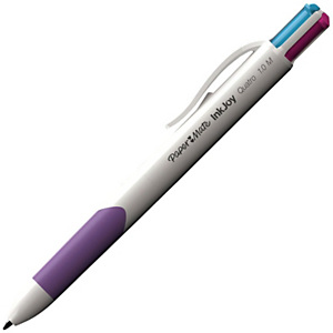PAPER MATE InkJoy Penna a sfera a scatto InkJoy Quatro, Punta media 1 mm, Fusto Bianco con grip, Inchiostro 4 colori: Blu, Verde, Magenta, Viola PAPER MATE InkJoy Penna a sfera a scatto InkJoy Quatro, Punta media 1 mm, Fusto Bianco con grip, Inchiostro 4 colori: Blu, Verde, Magenta, Viola