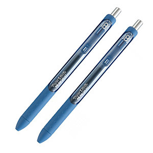 PAPER MATE InkJoy® stylo à encre gel rétractable, pointe moyenne de 0,7 mm, corps bleu translucide avec zone de préhension, encre bleue (Lot de 2)