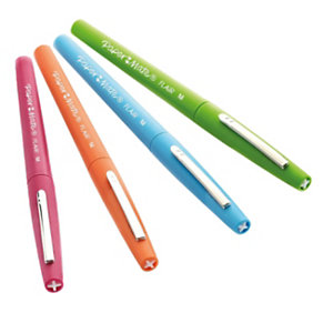 PAPER MATE Penna con punta in feltro Nylon Flair, Punta media da 0,7 mm, Colori Assortiti: Magenta, Verde Chiaro, Arancione, Turchese (confezione 4 pezzi)