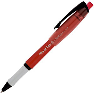 Paper Mate Replay Max Bolígrafo de punta de bola, punta mediana de 1 mm, cuerpo rojo con grip, tinta roja
