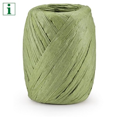 Paper raffia ribbon, sage green, 30 metres