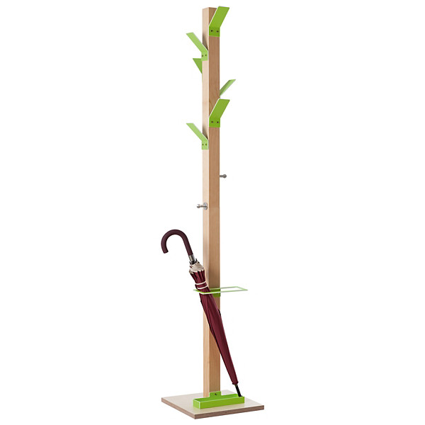 PAPERFLOW Appendiabiti da terra Wood EasyCloth, 8 posti, Struttura Legno, Ganci Verdi