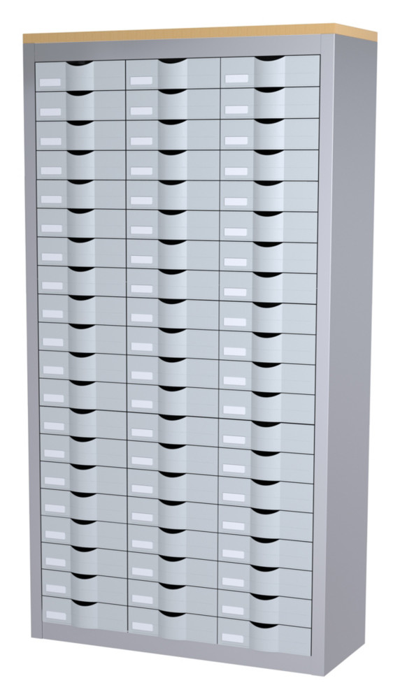 Paperflow Armoire 3 colonnes Cycladis 60 tiroirs - Ht 169,5 cm - Aluminium