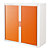 Paperflow Armoire à rideaux EasyOffice métal et polystyrène - L. 110 x H. 104  cm - Corps Blanc  - Rideaux Orange - 1