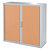 Paperflow Armoire à rideaux EasyOffice métal et polystyrène - L. 110 x H. 104  cm - Corps Gris  - Rideaux Hêtre - 1