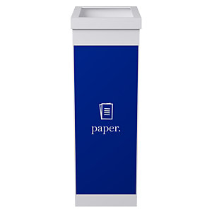 Paperflow Corbeille de tri sélectif pour le recyclage du papier 60L - Bleu corps Blanc