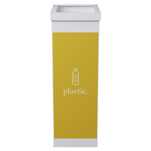 Paperflow Corbeille de tri sélectif pour le recyclage du plastique 60L - Jaune corps Blanc