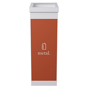 Paperflow Corbeille de tri sélectif pour le recyclage du métal 60L - Orange corps Blanc