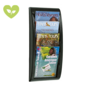 PAPERFLOW Espositore da parete "Quick Fit" a 4 scomparti A4 - Colore nero - Dimensioni esterne (l x p x sp) cm 29 x 9,5 x 65 PAPERFLOW Espositore da parete "Quick Fit" a 4 scomparti A4 - Colore nero - Dimensioni esterne (l x p x sp) cm 29 x 9,5 x 65