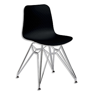 PAPERFLOW Lot de 2 chaises UXSTEEL en polypropylène, pied chromé, assise noire, H79xL49,5xP50,5 cm PAPERFLOW Lot de 2 chaises UXSTEEL en polypropylène, pied chromé, assise noire, H79xL49,5xP50,5 cm