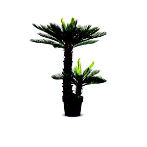 Paperflow Plante artificielle H.80 cm - Composition palmier Cycas - Pot rond noir