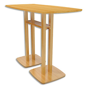 PAPERFLOW Table de réunion debout Woody en MDF replaqué hêtre - Dimensions : L114 x H110 x P75 cm