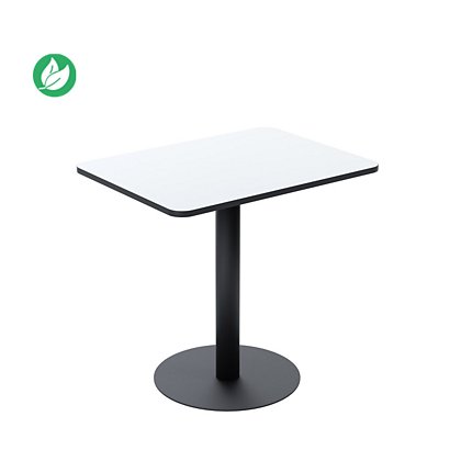 Paperflow Table de restauration carrée Mezzo 60 x 80 cm - Plateau stratifié Blanc - Pied central en acier Noir - 1