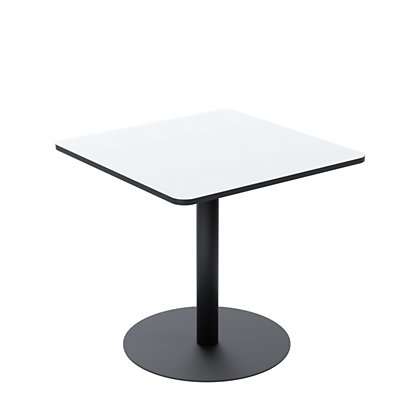 Paperflow Table de restauration carrée Mezzo 80 x 80 cm - Plateau stratifié Blanc - Pied central en acier Noir - 1