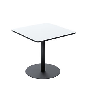 Paperflow Table de restauration carrée Mezzo plateau stratifié Blanc 80 x 80 cm - Pied central en acier Noir