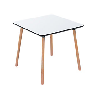 Paperflow Table de restauration carrée Palomba plateau Blanc 80 x 80 cm - Pieds Hêtre massif vernis