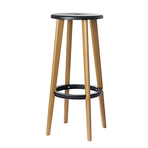 Paperflow Woody Taburete alto de catering, ABS y olmo barnizado, negro/olmo, 2 unidades Paperflow Woody Taburete alto de catering, ABS y olmo barnizado, negro/olmo, 2 unidades