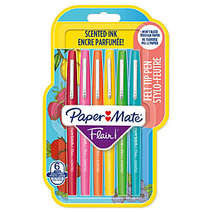 PAPERMATE Pennarello Flair Nylon - punta feltro - 1,10mm - colori assortiti Scented - conf. 6 pezzi PAPERMATE Pennarello Flair Nylon - punta feltro - 1,10mm - colori assortiti Scented - conf. 6 pezzi