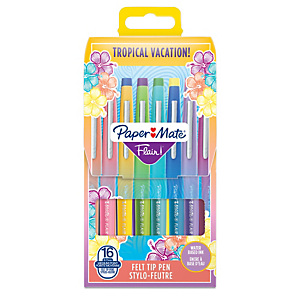 PAPERMATE Pennarello Flair Nylon - punta feltro - 1,10mm - colori assortiti Tropical - conf. 16 pezzi PAPERMATE Pennarello Flair Nylon - punta feltro - 1,10mm - colori assortiti Tropical - conf. 16 pezzi