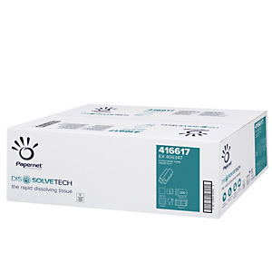 PAPERNET Asciugamani piegati a Z Dissolve Tech - 2 veli - 20 gr - goffratura a onda - 20,3 x 24 cm - bianco - conf. 200 pezzi PAPERNET Asciugamani piegati a Z Dissolve Tech - 2 veli - 20 gr - goffratura a onda - 20,3 x 24 cm - bianco - conf. 200 pezzi