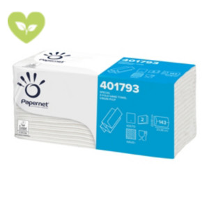 PAPERNET Asciugamani Piegati a Z, Pura Cellulosa, 2 veli, 143 fogli, 23,4 x 23 cm, Bianco (confezione 20 pacchi da 143 asciugamani) PAPERNET Asciugamani Piegati a Z, Pura Cellulosa, 2 veli, 143 fogli, 23,4 x 23 cm, Bianco (confezione 20 pacchi da 143 asciugamani)
