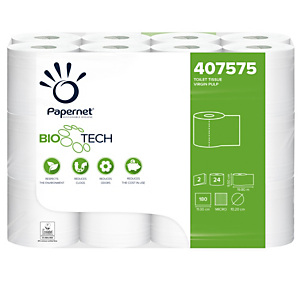 PAPERNET Carta igienica classica BioTech - 180 strappi - 2 veli - 19,80 mt - conf. 24 rotoli PAPERNET Carta igienica classica BioTech - 180 strappi - 2 veli - 19,80 mt - conf. 24 rotoli