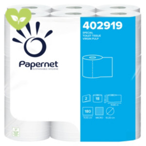 PAPERNET Carta igienica in rotolo, Pura Cellulosa, 2 veli, 180 strappi, Bianco (confezione 144 rotoli) PAPERNET Carta igienica in rotolo, Pura Cellulosa, 2 veli, 180 strappi, Bianco (confezione 144 rotoli)