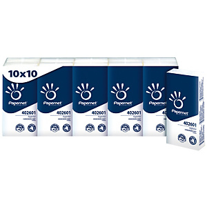 PAPERNET Pañuelos faciales, 4 capas 10 hojas, 210 mm, blanco PAPERNET Pañuelos faciales, 4 capas 10 hojas, 210 mm, blanco