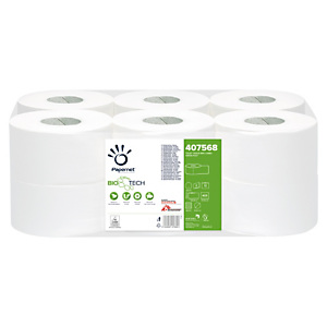 PAPERNET Rotolo di carta igienica Jumbo Superior, 2 veli, 405 fogli, Con superficie in rilievo, 95 mm, Bianco (confezione 12 rotoli) PAPERNET Rotolo di carta igienica Jumbo Superior, 2 veli, 405 fogli, Con superficie in rilievo, 95 mm, Bianco (confezione 12 rotoli)