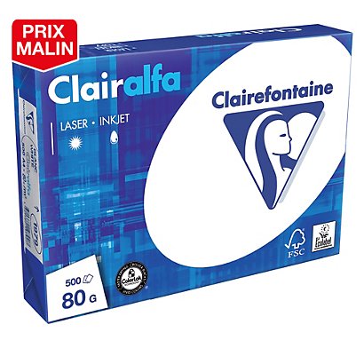 Papier blanc Clairalfa Clairefontaine A4 80g, 5 ramettes de 500 feuilles - 1