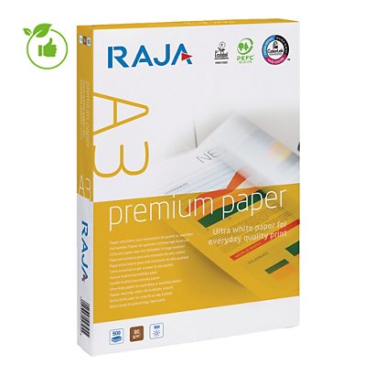 Papier blanc Raja Premium A3 80g, 5 ramettes de 500 feuilles