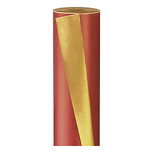 Papier cadeau kraft réversible rouge / or 0,7 x 50 m