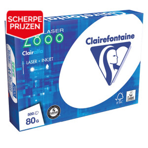 Papier Clairefontaine Laser 2800 A4 80g kleur wit, per doos van 5 pakken