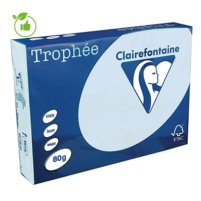Papier couleur Trophée Clairefontaine bleu pastel A4 80g, 5 ramettes de 500 feuilles - 1