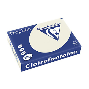 Papier couleur Trophée Clairefontaine gris perle A4 80g, 5 ramettes de 500 feuilles Papier couleur Trophée Clairefontaine gris perle A4 80g, 5 ramettes de 500 feuilles