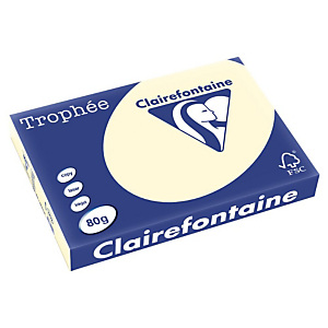 Papier couleur Trophée Clairefontaine ivoire A3 80g, ramette 500 feuilles Papier couleur Trophée Clairefontaine ivoire A3 80g, ramette 500 feuilles