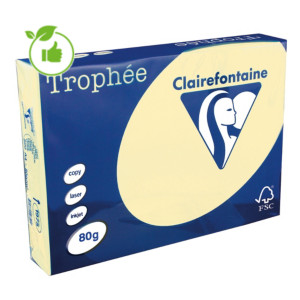 Papier couleur Trophée Clairefontaine ivoire A4 80g, 5 ramettes de 500 feuilles