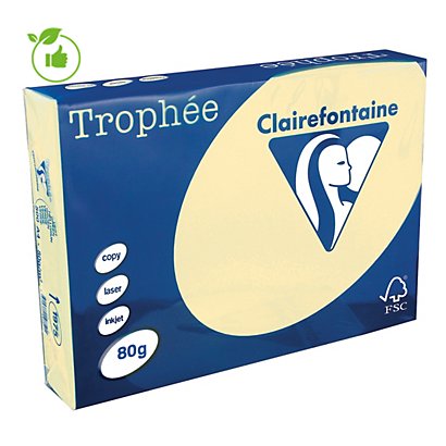 Papier couleur Trophée Clairefontaine ivoire A4 80g, 5 ramettes de 500 feuilles - 1