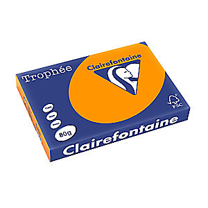 Papier couleur Trophée Clairefontaine orange A3 80g, ramette 500 feuilles Papier couleur Trophée Clairefontaine orange A3 80g, ramette 500 feuilles