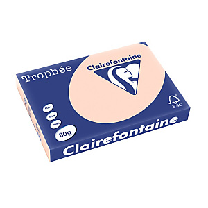 Papier couleur Trophée Clairefontaine saumon A3 80g, ramette 500 feuilles Papier couleur Trophée Clairefontaine saumon A3 80g, ramette 500 feuilles