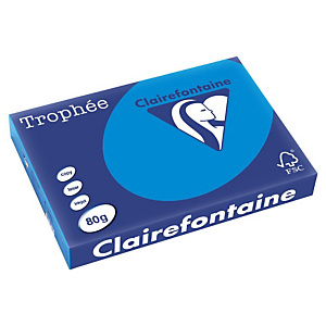 Papier couleur Trophée Clairefontaine turquoise A3 80g, ramette 500 feuilles Papier couleur Trophée Clairefontaine turquoise A3 80g, ramette 500 feuilles