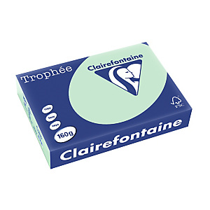 Papier couleur Trophée Clairefontaine vert pastel A4 160g, ramette 250 feuilles Papier couleur Trophée Clairefontaine vert pastel A4 160g, ramette 250 feuilles