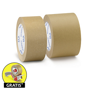 Papier-Packband RAJA, Industriequalität 75 mm x 66 m, braun