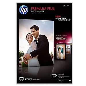Papier photo HP Premium Plus CR677A 10 x 15 jet d'encre, pochette 25 feuilles