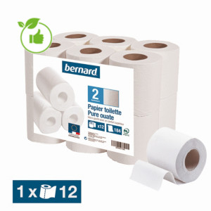 Papier toilette Bernard 2 épaisseurs, lot de 12 rouleaux