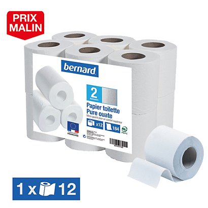 Papier toilette Bernard 2 épaisseurs, lot de 12 rouleaux - 1